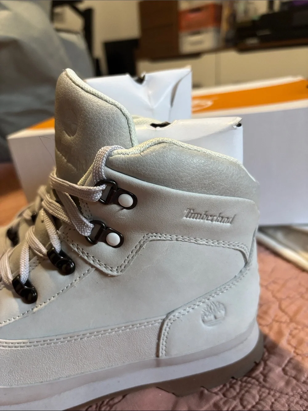 Timberland Kids' Heather Gray Hiking Boots with Tan Sole